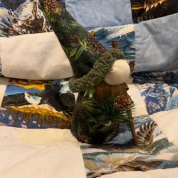 Handmade Adorable Rustic Gnome with Pinecone and lantern - Picture 3 of 4